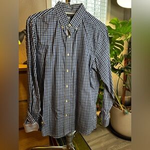 Banana Republic Navy and White Plaid Shirt